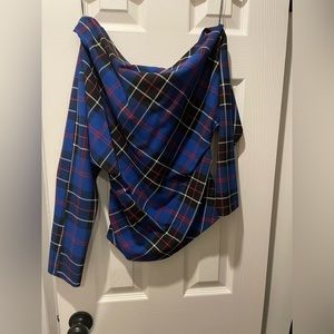 One shoulder plaid top
